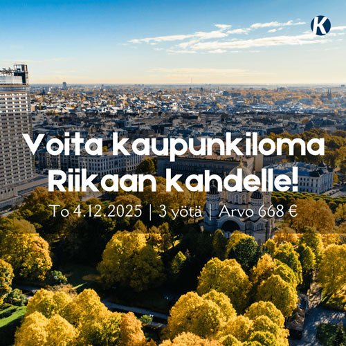 Voita Riikan kaupunkiloma kahdelle