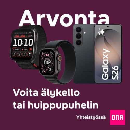 DNA:n arvonta. Jätä yhteydenottopyyntö ja voita Apple Watch Ultra 3 tai Garmin Venu X1 -älykello tai Samsung Galaxy S26 -älypuhelin